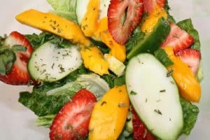 How to make a Mango Strawberry Salad with Honey-Vinegar Dressing