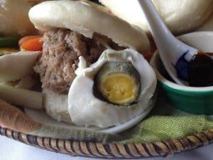Cuapao with Pork Bola-bola and Salted Eggs