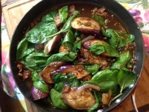 Adobong Kangkong and Talong : Spinach-Eggplant  Vinegar Saute