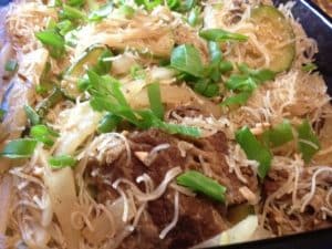 Pancit Bihon-Rice Noodles with Beef Brisket