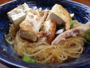 Pancit Sotanghon Noodles with Chicken and Tofu