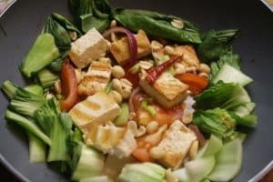 Indonesian Tokwa Goreng: SpicyTofu and Vegetables with Peanuts