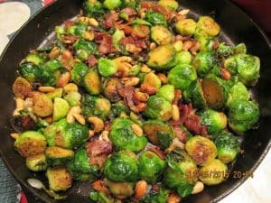 Brussels Sprouts with Bacon and Nuts + Cacio-e-Pepe