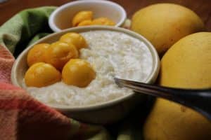 Instant Pot Sticky Rice Coconut Pudding with Mangoes