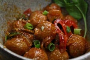 Bola-Bola Guisado – Chicken and Pork Meatballs Sauteed in Tomato Sauce