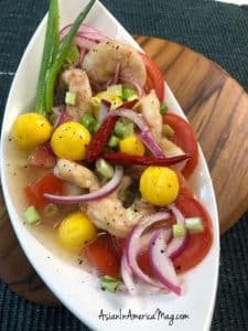Kinilaw of Shrimps with Mangoes and Tomatoes