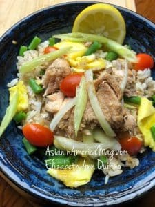 Salmon Garlic Fried Rice with Vegetables