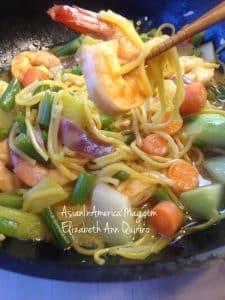 Pancit Canton with Shrimps and Vegetables
