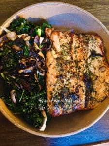 Pan Fried Salmon with Oven-Roasted Kale