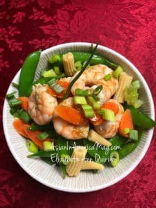 Sugar Snap Peas with Shrimps and Baby Corn