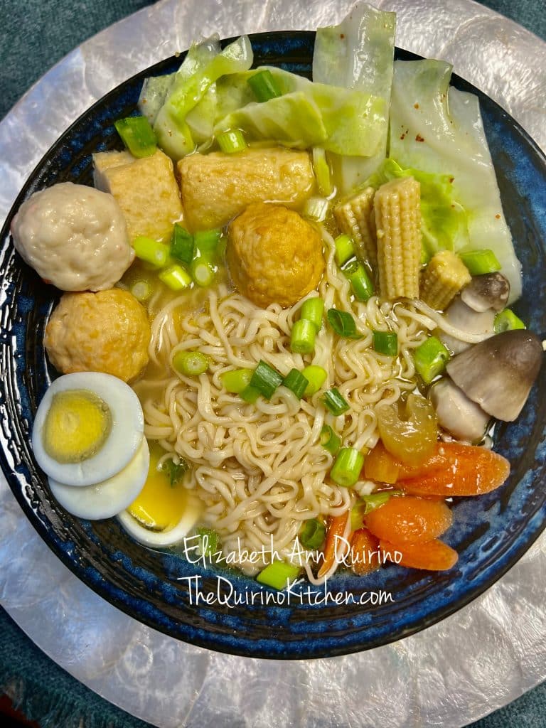 Ramen Soup with Fish Balls and Vegetables