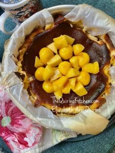 Peach-Mango Basque Burnt Cheesecake